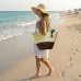 Straw Tote: Woven Wheat Straw Tote - 2 Tones - Brown - BG-R11052BN
